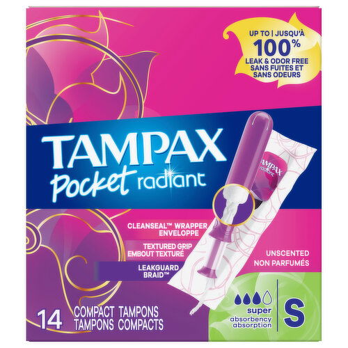 Tampax Tampons, Compact, Super, Unscented