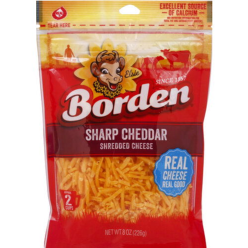 Borden Shredded Cheese, Sharp Cheddar