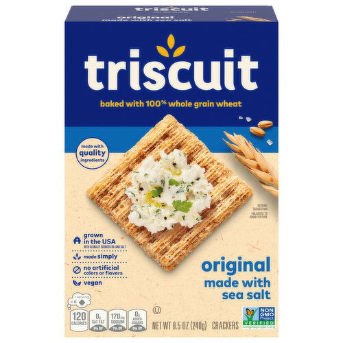 TRISCUIT Original Whole Grain Wheat Crackers, Vegan Crackers