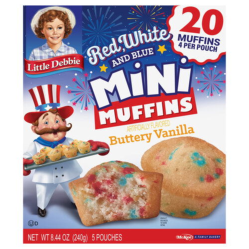 Little Debbie Red, White and Blue Buttery Vanilla Mini Muffins - 5 Each