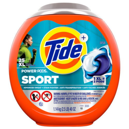 Tide + Sport XL Pacs Detergent - 25 Each