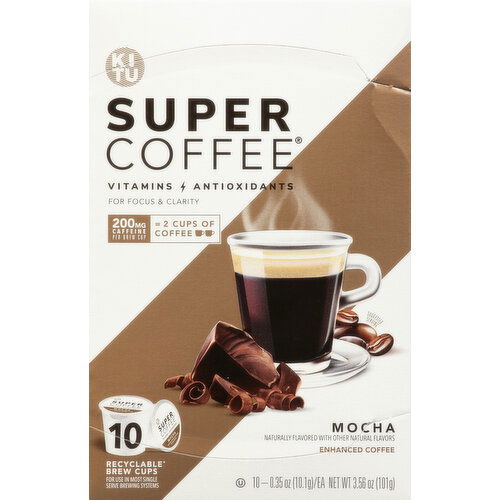 Super Coffee Coffee, Enhanced, Mocha, Brew Cups