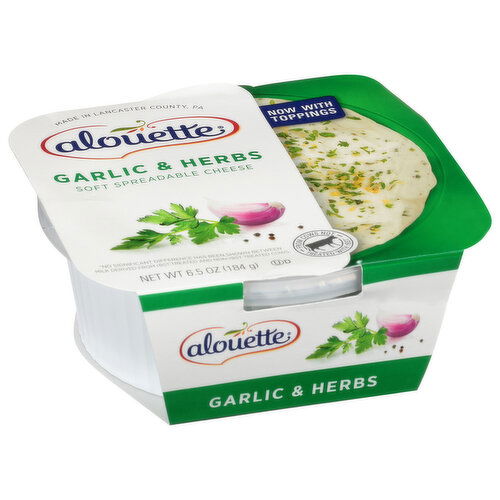 Alouette Spreadable Cheese, Soft, Garlic & Herbs