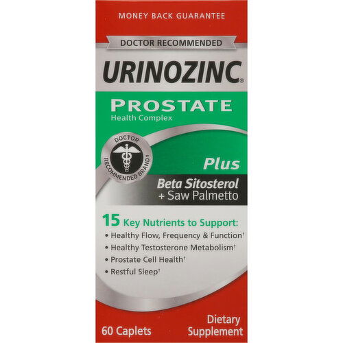 Urinozinc Prostate Plus, Beta Sitosterol + Saw Palmetto, Caplets