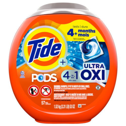 Tide Detergent, Ultra Oxi, 4 in 1, Capsules