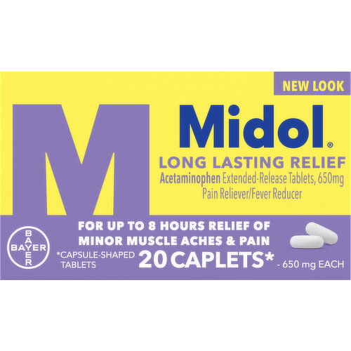 Midol Long Lasting Relief, 650 mg, Caplets