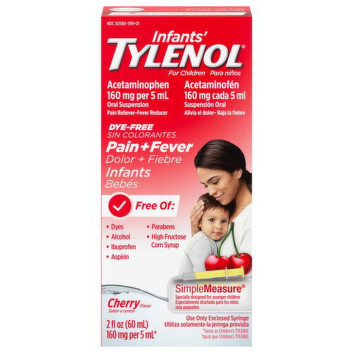 Tylenol Pain + Fever, Infants, 160 mg, Cherry Flavor