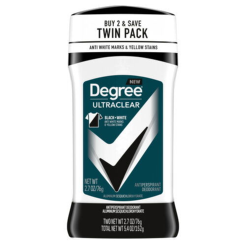 Degree Antiperspirant Deodorant, Black + White, Twin Pack