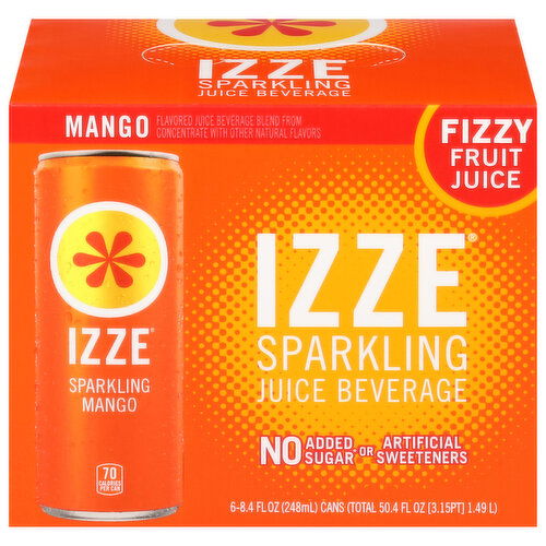 Izze Juice Beverage, Sparkling, Mango