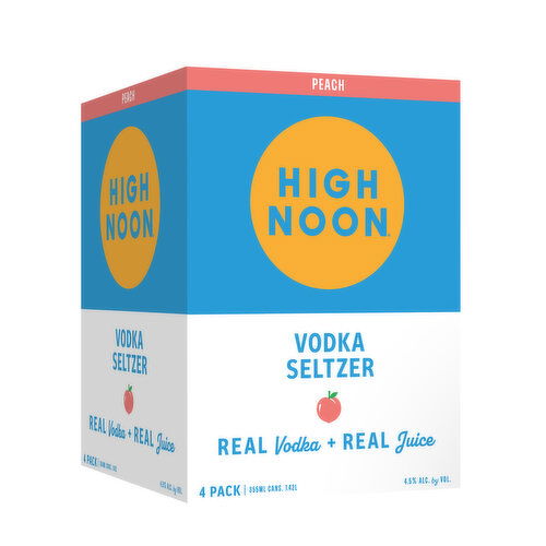 High Noon Peach Vodka Hard Seltzer 355ml Can 4pk