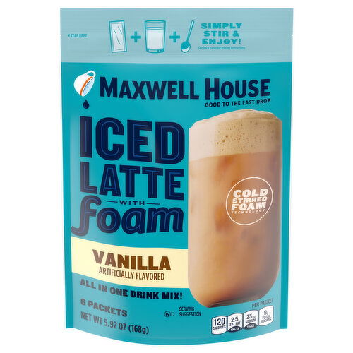 Maxwell House Drink Mix, Vanilla, Iced Latte with Foam