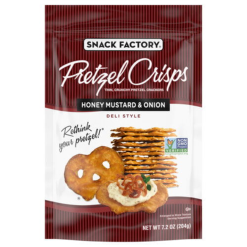 Snack Factory Pretzels Crisps, Honey Mustard & Onion, Deli Style