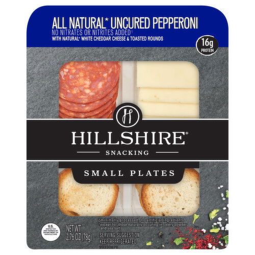 Hillshire Hillshire® Snacking Small Plates, All Natural* Uncured Pepperoni Deli Lunch Meat with Natural* White Cheddar Cheese, 2.76 oz