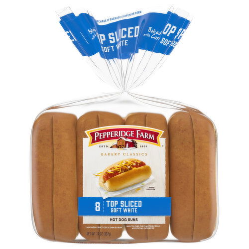 Pepperidge Farm Hot Dog Buns, Top Sliced, Soft White