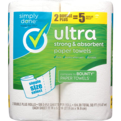 Simply Done Paper Towels, Double Plus Rolls, Ultra, 2-Ply