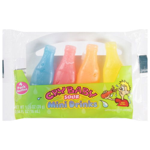 Cry Baby Mini Drinks, Sour, 4-Pack Bottles