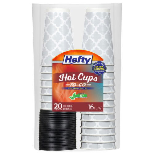 Hefty Hot Cups, Extra Strong, 16 Fluid Ounce