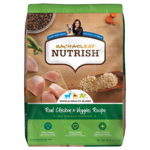 Rachael Ray Nutrish Food for Dogs, Natural, Real Chicken & Veggies Recipe, Adult