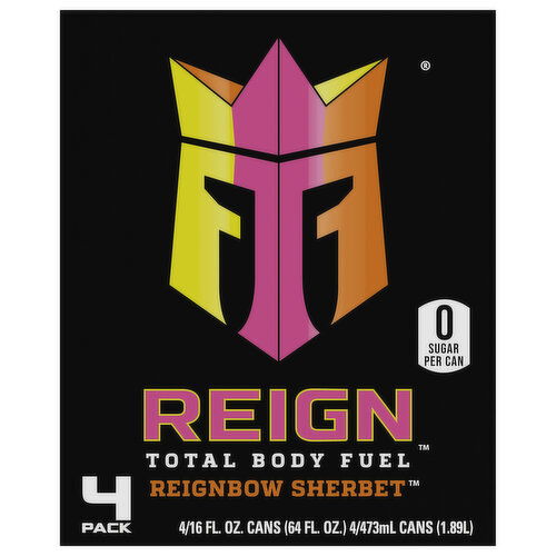 Reign Energy Drink, Reignbow Sherbet, 4 Pack