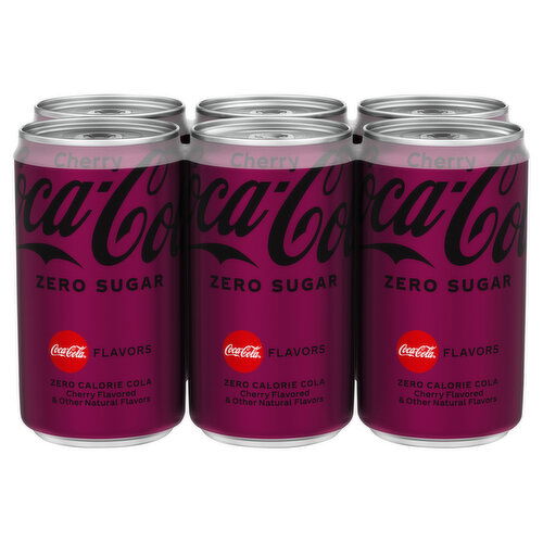 Coca-Cola Soda, Zero Sugar, Cherry, 6 Pack