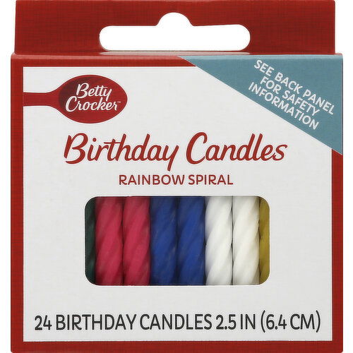 Betty Crocker Birthday Candles, Rainbow Spiral, 2.5 Inch - 24 Each