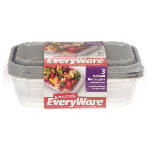 GoodCook Containers + Lids, Medium Rectangles