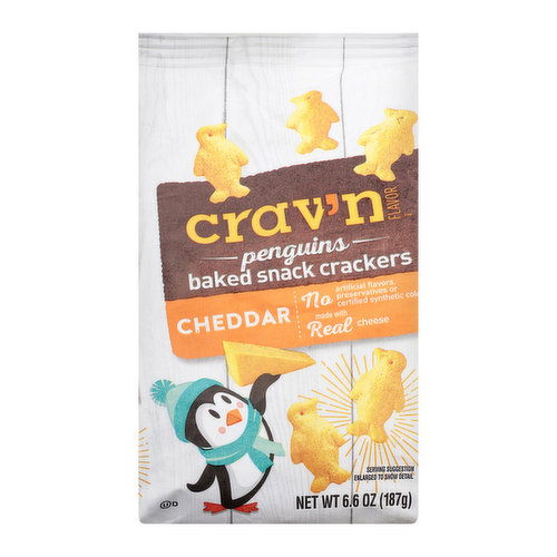 Crav'n Flavor Cheddar Baked Penguins, Snack Crackers