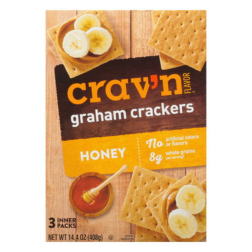 Crav'n Flavor Graham Crackers, Honey, 3 Packs