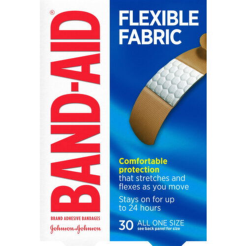 Band Aid Bandages, Adhesive, Flexible Fabric, All One Size