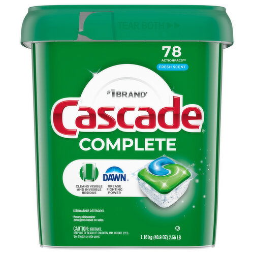 Cascade ActionPacs Fresh Scent Dishwasher Detergent - 78 Each