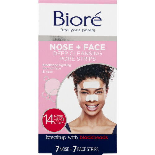 Biore Pore Strips, Nose + Face, Deep Cleansing