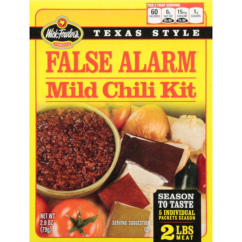 Wick Fowler's Chili Kit, Mild, Texas Style, Famous