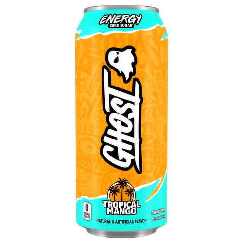 Ghost Zero Sugar Tropical Mango Energy Drink - 16 Fluid Ounce
