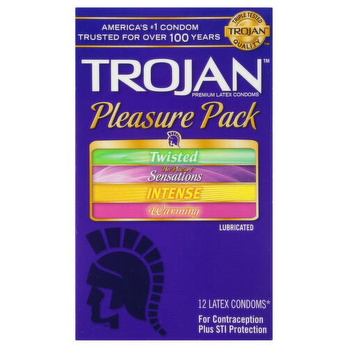 Trojan Condoms, Latex, Lubricated, Pleasure Pack