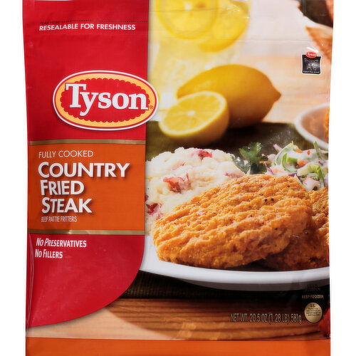 Tyson Fully Cooked Country Fried Steak Patties, 20.5 oz. (Frozen ...