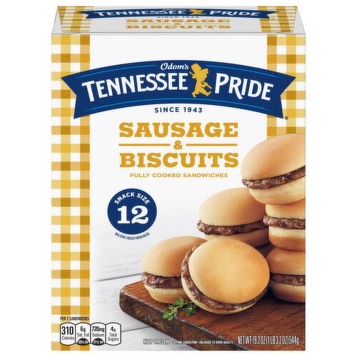 Odom's Tennessee Pride Sandwiches, Sausage & Biscuits, Snack Size