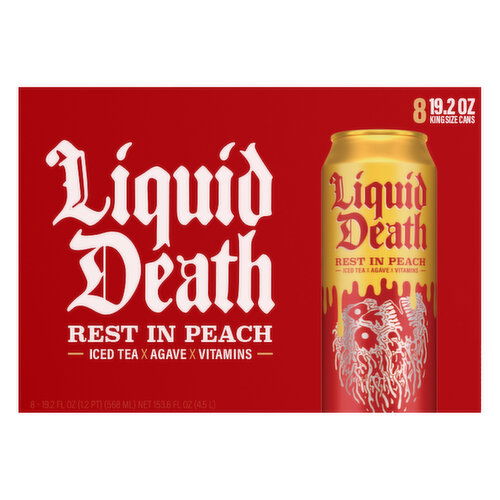 Liquid Death Iced Tea, Rest in Peach, King Size Cans