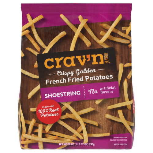 Crav'n Flavor French Fried Potatoes, Shoestring, Crispy Golden