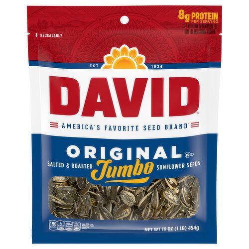 David Salted & Roasted Original Jumbo Sunflower Seeds - 16 Ounce
