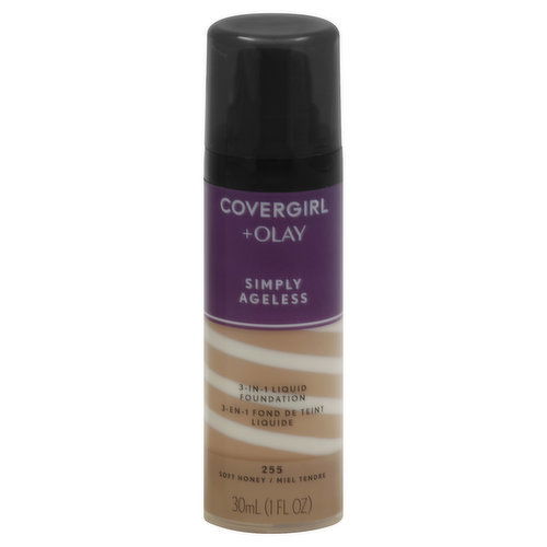 CoverGirl + Olay Liquid Foundation, 3-in-1, Soft Honey 255 - 30 Milliliter