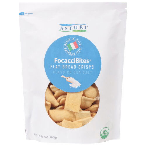 Asturi Focacci Bites, Classico Sea Salt, Flat Bread Crisps - 3.53 Ounce
