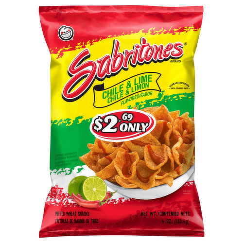 Sabritones Wheat Snacks, Chile & Lime, Puffed