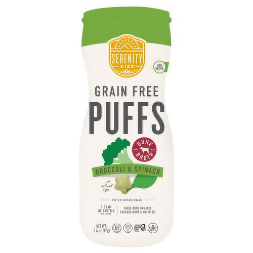 Serenity Kids Puffs, Grain Free, Broccoli & Spinach