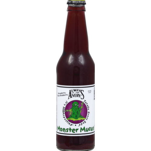 Averys Soda, Strawberry, Blue Raspberry, Monster Mucus