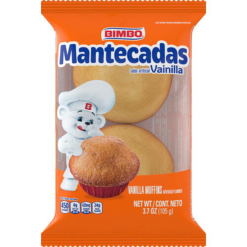 Bimbo Muffins, Vanilla, Mantecadas - 3.7 Ounce