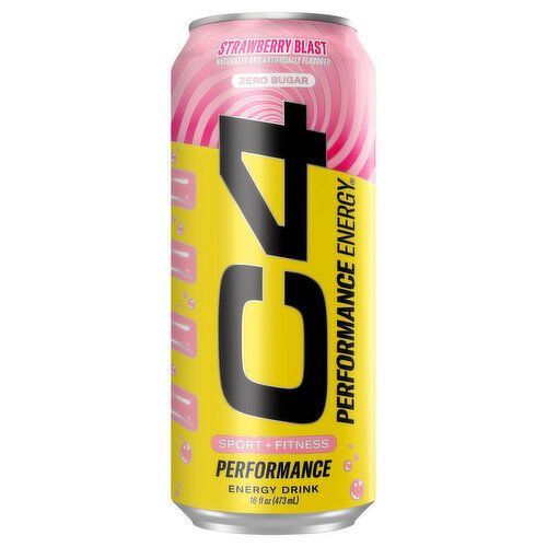 C4 Energy Drink, Zero Sugar, Strawberry Blast, Sport + Fitness