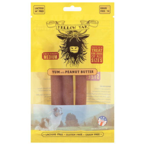 Yellow Yak Treat for Dogs, Yum with Peanut Butter, Medium - 4.5 Ounce