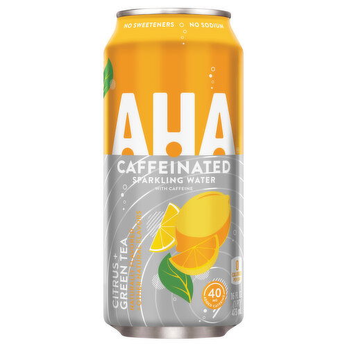 AHA Sparkling Water, Citrus + Green Tea, Caffeinated