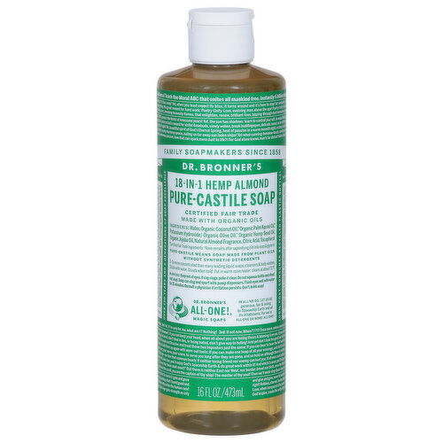 Dr. Bronner's Soap, Pure-Castile, 18-in-1, Hemp, Almond