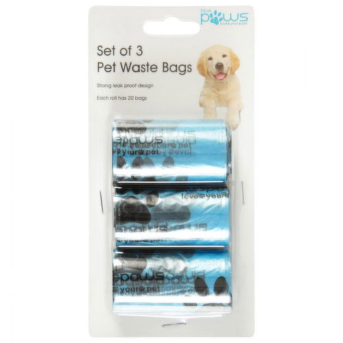 Blue Paws Pet Waste Bags, Set of 3, BLU-0160